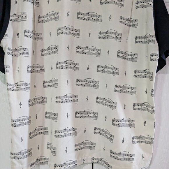 Elvis Presley's Memphis Men's Vintage Bowling Shirt, Small, Music Notes Pattern - Picture 9 of 13